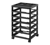 VEVOR Carrello Portaoggetti con Ruote per Album di Ritagli, 6 Ripiani, Contenitore per Lavori Artigianali con Ruote, Telaio Nero con 4 Ruote Rimovibili, Solo Carrello in Materiale PP, per Ufficio