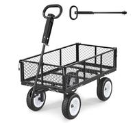 VEVOR Carrello Portaoggetti da Giardino Carico max 408,2 kg Carrello da Trasporto per Legna Terra Detriti Lati Rimovibili Pneumatici Antiforatura in PU, Carretto Compatibile con Trattore ATV, Nero