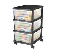 VEVOR Carrello Portaoggetti in Plastica a 3 Cassetti, Scatole Portaoggetti su Ruote, Organizer Mobile a 3 Livelli, Contenitore Trasparente per Forniture di Ufficio, Aule, Casa, Studio