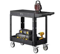 VEVOR Carrello Portaoggetti in Plastica Resistente a Due Ripiani con Ruote Girevoli a 360° Carrello di Servizio da 795 x 450 mm Capacità di Carico di 250 kg Adatto per Magazzino, Garage, Pulizia