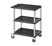 VEVOR Carrello Portaoggetti in Plastica Resistente a Tre Ripiani con Ruote Girevoli a 360° Carrello di Servizio da 700 x 460 mm Capacità di Carico di 136 kg Adatto per Magazzino, Garage, Pulizia