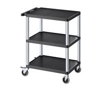 VEVOR Carrello Portaoggetti in Plastica Resistente a Tre Ripiani con Ruote Girevoli a 360° Carrello di Servizio da 700 x 460 mm Capacità di Carico di 136 kg Adatto per Magazzino, Garage, Pulizia