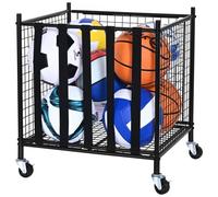 VEVOR Carrello Portaoggetti per Palline Sportive con Ruote, Gabbia da Basket con Chiusura a Chiave con Cinghie Elastiche, Organizzatore Porta Attrezzi Sportivi per Interni ed Esterni