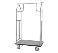VEVOR Carrello Portavaligie per Hotel, Capacità di Carico di 362 kg Carrello Trasporto Portavaligie con Ponte in Moquette Grigia e Ruote in Gomma da 152,4 mm per Hotel, Condomini, Resort, Argento