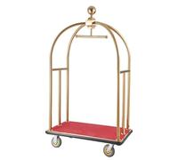 VEVOR Carrello Portavaligie per Hotel, Carico 500 kg Carrello Trasporto Portavaligie in Acciaio Inox Spazzolato con Montanti Curvi, Ponte in Moquette Rossa, Ruote in Gomma 152,4 mm per Hotel Condomini