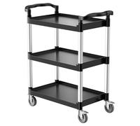 VEVOR Carrello Portavivande, Capacità di Carico 136 kg Carrello per Servizi Alimentari in Plastica a 3 Livelli da 620 x 410 mm con Ruote Girevoli 360° per Magazzino, Ufficio, Casa, Ristorante, Cucina