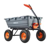VEVOR Carrello Ribaltabile 1025 x 640 x 280 mm Carrello Ribaltabile da Giardino in polietilene, Telaio in Acciaio Facile Montare, Maniglia Convertibile 2 in 1, Capacità 544,31 kg Pneumatici 330,2 mm