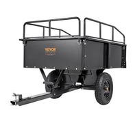 VEVOR Carrello Rimorchio per Carichi Pesanti in Acciaio, Cassone di Trasporto da Giardino con Lati Rimovibili Portata Max. 340kg ca. Carrello per Trattore Tosaerba con Ruote per Trasporto da Giardino