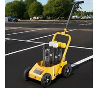 VEVOR Carrello Traccialinee 61 x 33 x 90 cm, Macchina per Segnaletica Stradale a 4 Ruote, Larghezza Regolabile 5,6-10,2 cm, Segnalinee per Linee su Strade, Parcheggi Campi Sportivi, Giallo