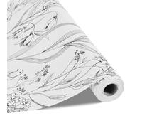 VEVOR Carta da Parati Adesiva Decorativa 45 cm x 10 m, Rotolo Carta da Parati Autoadesiva in Vinile, Impermeabile, per Rivestimenti Murali, Camere da Letto, Cucine, Uffici, Floreale Botanico Bianco