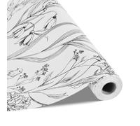 VEVOR Carta da Parati Adesiva Decorativa 45 cm x 10 m, Rotolo Carta da Parati Autoadesiva in Vinile, Impermeabile, per Rivestimenti Murali, Camere da Letto, Cucine, Uffici, Floreale Botanico Bianco