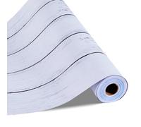 VEVOR Carta da Parati Adesiva Decorativa 45 cm x 12 m, Rotolo di Carta da Parati Autoadesiva in Vinile, Impermeabile, per Rivestimenti Murali, Camere da Letto, Cucine, Uffici, Colore Legno Bianco