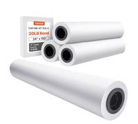 VEVOR Carta per Plotter di Grande Formato, 609,6 mm x 45,7 m, 4 Rotoli CAD Bond Rolls con Anima 50,8 mm, Rotoli di Carta per Plotter 10 kg, Carta per Disegni CAD, Progetti di Ingegneria, Mappe GIS