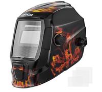 VEVOR Casco per Saldatura Auto-Oscurante, Cappuccio per Saldatura Energia Solare Colori Reali da 93 x 43 mm, 2 Sensori ad Arco, Tonalità 4/9-13 per Molatura TIG MIG ARC, Modello Fiamma Gialla