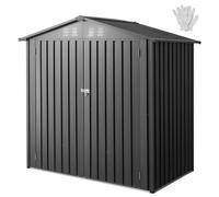 VEVOR Casetta da Giardino in Metallo 186 x 121 cm, Capanno da Giardino per Esterni, Porte Chiudibili a Chiave, Casetta da Giardino con Tetto a Punta, per Organizzare Attrezzi, Biciclette, Grigio