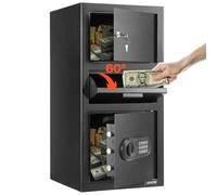 VEVOR Cassaforte a Caduta da ca. 1097 mm Cubi con Ampia Fessura Centro, Cassaforte con Sportello con Tastiera e 3 Livelli e Chiavi di Riserva per Contanti, Ricevute Bancarie e Documenti