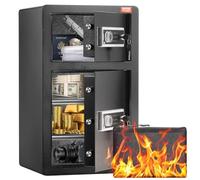 VEVOR Cassaforte a Doppia Anta da 127,4 L con Serratura a Chiave e Password, Cassaforte con Borsa Ignifuga, Portachiavi, Luce LED, 2 Divisori Regolabili Rimovibili per Denaro documenti Gioielli Nero