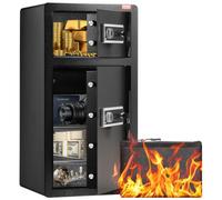 VEVOR Cassaforte a Doppia Anta da 155,7 L con Serratura a Chiave e Password, Cassaforte con Borsa Ignifuga, Portachiavi, Luce LED, 2 Divisori Regolabili Rimovibili per Denaro documenti Gioielli Nero