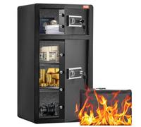 VEVOR Cassaforte a Doppia Anta da 204 L con Serratura a Chiave e Password, Cassaforte con Borsa Ignifuga, Portachiavi, Luce LED, 2 Divisori Regolabili Rimovibili per Denaro documenti Gioielli Nero