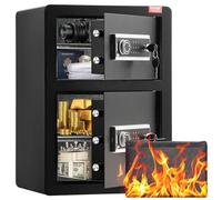 VEVOR Cassaforte a Doppia Anta da 99,1 L con Serratura a Chiave e Password, Cassaforte con Borsa Ignifuga, Portachiavi, Luce LED, 2 Divisori Regolabili Rimovibili per Denaro documenti Gioielli Nero