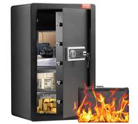 VEVOR Cassaforte a Singola Anta da 113,2 L con Serratura a Chiave e Password, Cassaforte con Borsa Ignifuga, Portachiavi, Luce LED, 2 Divisori Regolabili Rimovibili per Denaro documenti Gioielli Nero