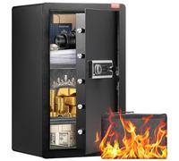VEVOR Cassaforte a una Porta da 113,2 L con Serratura a Chiave e Password e Impronta Digitale, Cassaforte con Borsa Ignifuga, Portachiavi, Luce LED, 2 Divisori Regolabili per Denaro documenti Nero