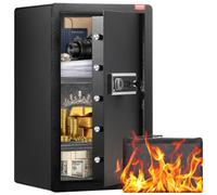 VEVOR Cassaforte a una Porta da 113,2 L con Serratura a Chiave e Password e Impronta Digitale, Cassaforte con Borsa Ignifuga, Portachiavi, Luce LED, 2 Divisori Regolabili per Denaro documenti Nero