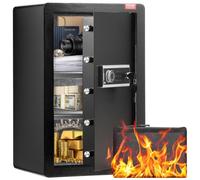 VEVOR Cassaforte a una Porta da 99,1 L con Serratura a Chiave e Password, Cassaforte con Borsa Ignifuga, Portachiavi, Luce LED, 2 Divisori Regolabili Rimovibili per Denaro documenti Gioielli Nero