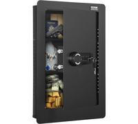 VEVOR Cassaforte da Muro 650x420x100 mm Cassaforte con 3 Livelli 3 Ripiani Rimovibili Luce LED Allarme a Vibrazione, Tastiera Impronta Digitale per Passaporti Armi Lunghe Gioielli Contanti Documenti