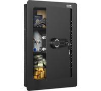 VEVOR Cassaforte da Muro 650x420x100 mm Cassaforte con 3 Livelli 3 Ripiani Rimovibili Luce LED Allarme a Vibrazione, Tastiera Impronta Digitale per Passaporti Armi Lunghe Gioielli Contanti Documenti