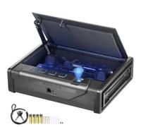 VEVOR Cassaforte per Pistole in Acciaio Cassaforte Biometrica per 2 Pistole 3 Modi di Tasti Sblocco per Impronte Digitali Combinazione per Gioielli Documenti Pistole Uso Domestico Cassaforte Pistole