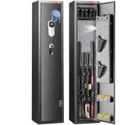 VEVOR Cassaforte per 5 Fucili, Cassaforte per Fucili con Blocco per Impronte Digitali, Armadietto per Fucili Ripiano Rimovibile, Scatola per Munizioni per Armi Lunghe per Uso Domestico