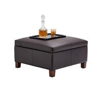 VEVOR Cassapanca Poggiapiedi Contenitore da 71-79 cm con Contenitore, Imbottito e Trapuntato, Disegno a Ribalta, in Similpelle e Spugna ad Alta Densità per Soggiorno, Dormitorio, Marrone Scuro