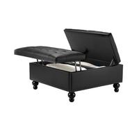 VEVOR Cassapanca Poggiapiedi Contenitore, Quadrato da 863-940 mm in Pelle PU e Spugna ad Alta Densità, con Tavolino da Caffè Imbottito, Bottone Trapuntato, Piano Sollevabile, per Soggiorno, Nero