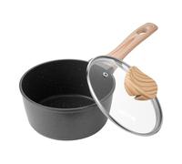 VEVOR Casseruola Antiaderente da 1,42 L con Coperchio in Vetro Temperato, Pentola per Zuppa Verdure Salsa con Manico Rimovibile, Casseruola in Lega di Alluminio, Nera
