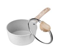 VEVOR Casseruola Antiaderente da 1,42 L con Coperchio in Vetro Temperato, Pentola per Zuppa Verdure Salsa con Manico Rimovibile, Casseruola in Lega di Alluminio, Bianca
