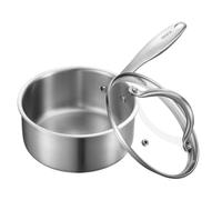 VEVOR Casseruola da Cucina, Capacità da 1,42L con Coperchio in Vetro con Manico Ergonomico, Pentola per Zuppa Latte Verdure in Acciaio Inox, Casseruola da Cucina
