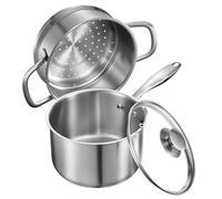 VEVOR Casseruola da Cucina, Capacità da 2,37L con Coperchio in Vetro Strato di Vapore con Manico, Pentole per Zuppa Verdure Spaghetti in Acciaio Inox, Casseruola da Cucina