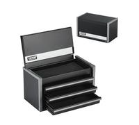 VEVOR Cassetta degli Attrezzi in Metallo, 218 mm con 3 Cassetti Cassetta degli Attrezzi Portatile in Metallo, Cassetta degli Attrezzi con Rivestimenti Piedini, Acciaio con Cuscinetti a Sfera, Nero