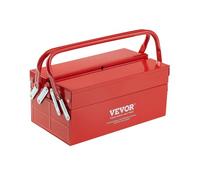 VEVOR Cassetta degli Attrezzi in Metallo 355,6 mm 2 Ripiani 3 Vassoi Rosso