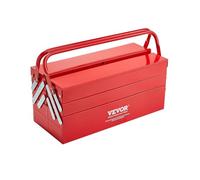 VEVOR Cassetta degli Attrezzi in Metallo 457,2 mm 3 Ripiani 5 Vassoi Rosso