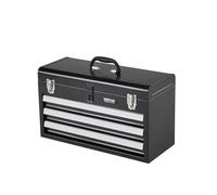 VEVOR Tool Box Cassetta Attrezzi Portatile in Metallo 520 mm 3 Cassetti Nero