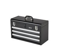 VEVOR Tool Box Cassetta Attrezzi Portatile in Metallo 520 mm 3 Cassetti Nero