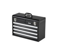 VEVOR Cassetta degli Attrezzi in Metallo, 520 mm con 4 Cassetti Cassetta degli Attrezzi Portatile in Metallo, Cassetta degli Attrezzi con Rivestimenti Piedini, Acciaio con Cuscinetti a Sfera, Nero