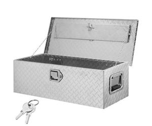 VEVOR Cassetta degli attrezzi per pianale di camion in alluminio, cassetta degli attrezzi con maniglia laterale e chiavi di bloccaggio, camper, rimorchio, 76,2x33x24,4 cm, argento