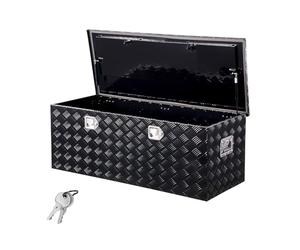 VEVOR Cassetta degli Attrezzi, Struttura in Alluminio per Cassone di Camion, con Maniglia Laterale e Chiavi, Organizzatore per Rimorchi Camper, 1219,2 x 495,3 x 444,5 mm Colore Nero