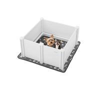 VEVOR Cassetta per Parto di Cani da 980 x 980 x 460 mm Recinto per Cuccioli al Chiuso con Porta Regolabile in Altezza e Tappetino Lavabile per Pipì, per Cani di Taglia Media, Bianco Latte