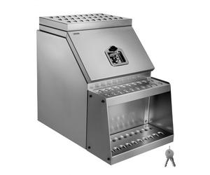 VEVOR Cassetta Portautensili a Scala per Camion, 457 x 695 x 645 mm in Alluminio, Montaggio Laterale, Cassetta Impermeabile con Maniglia a T e Chiavi per Semirimorchi, Rimorchi a Pianale