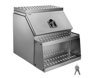 VEVOR Cassetta Portautensili a Scala per Camion, 610 x 695 x 645 mm in Alluminio, Montaggio Laterale, Cassetta Impermeabile con Lucchetto a T e Chiavi per Semirimorchi, Rimorchi a Pianale