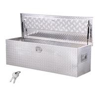 VEVOR Cassetta Portautensili in Alluminio per Cassone di Camion, con Piastra Diamantata, Maniglia Laterale e Chiavi di Blocco, Organizzatore per Rimorchi, Camper, 1244,6 x 381 x 381 mm, Argento